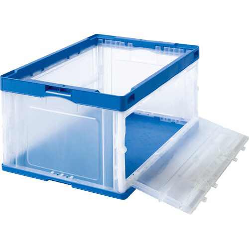 折りたたみｺﾝﾃﾅ ﾌﾀなし 長辺扉付 75L ﾀﾞｰｸﾌﾞﾙｰ/透明 1台