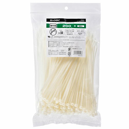 ﾛｯｸﾀｲ 200mm 白 1袋(300本)画像