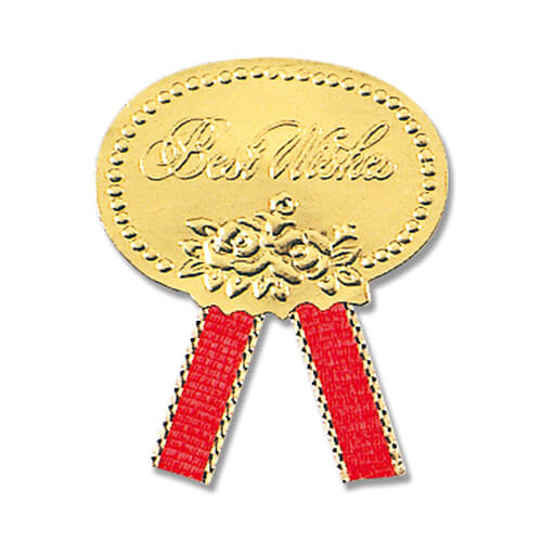 リボン付きシール Ｓ ベストウイッシュ 赤 ５６片画像