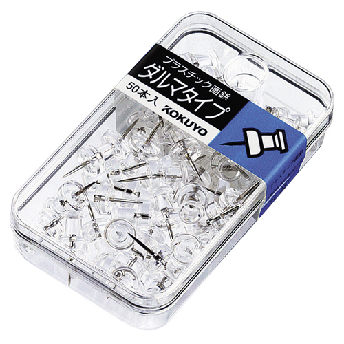 ﾌﾟﾗｽﾁｯｸ画鋲 ﾀﾞﾙﾏﾀｲﾌﾟ 透明 1ｾｯﾄ(500本:50本×10ｹｰｽ)画像