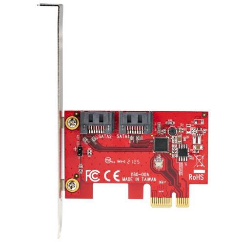 SATA　2ポート増設　PCI　Expressインターフェースカード　1個 基板部分が鮮明に見える角度からの配置。