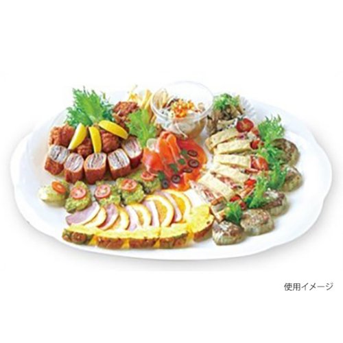 オードブル容器 シルキー(大)アイボリー ニシキ 斜めから観察できる滑らかなアイボリー色の容器