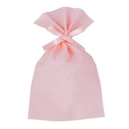 ソフトバッグベーシック2穴リボン巾着 S5 薄 ライトピンク画像