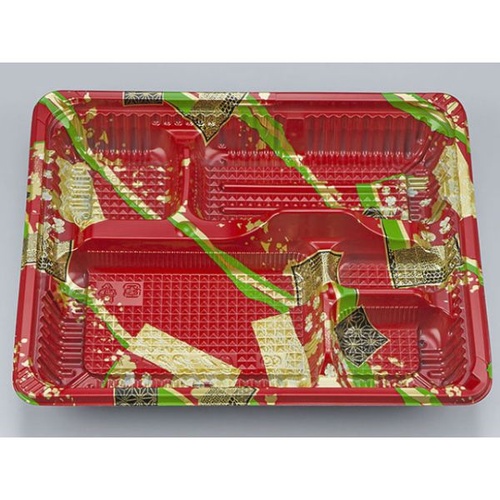 シーピー化成 弁当容器 CZ-222-1 彩帯赤 本体(N)画像