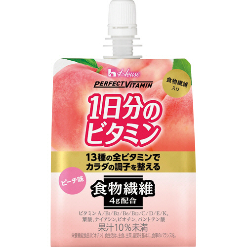 PERFECT VITAMIN 1日分のﾋﾞﾀﾐﾝｾﾞﾘｰ 食物繊維 ﾋﾟｰﾁ味 180g 1ｹｰｽ(24ﾊﾟｯｸ)画像