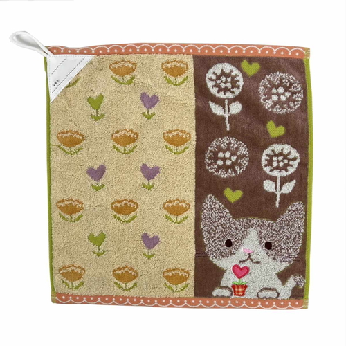 ホイップクリーム ループツキウォッシュタオル 34×34cm ネコ画像