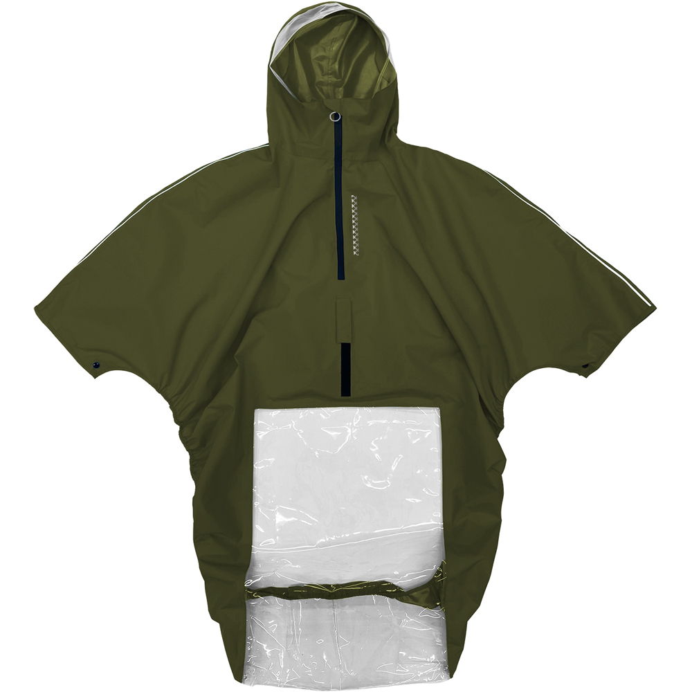 車いすレインはおるっちゃ ポンチョ カーキ 1枚画像