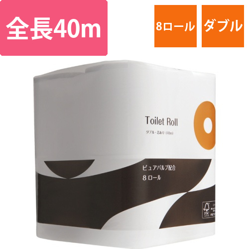 トイレットペーパー　パルプブレンド　ダブル　芯あり　40m　1パック(8ロール)画像