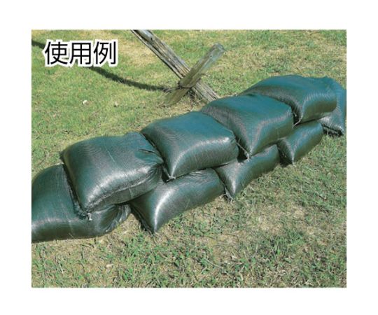 ターピー OD土のう ODグリーン 48cm×62cm 1Pk（200枚入） 包装が整然と並べられ、明るいグリーンの土のうが見える状態