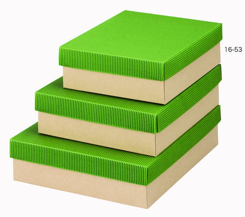 雑貨やお菓子等のギフトラッピングに！フタがグリーンのカラーボックス