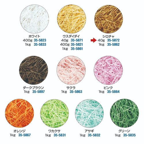緩衝材 35-5872 紙パッキン 40g シロチャ ササガワ 白い紙パッキンがふんわりと詰められた透明な袋の様子