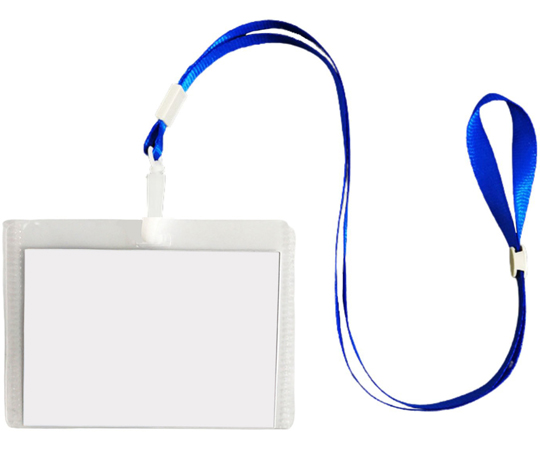 横向きケース付き 名札首掛けストラップ ブルー画像