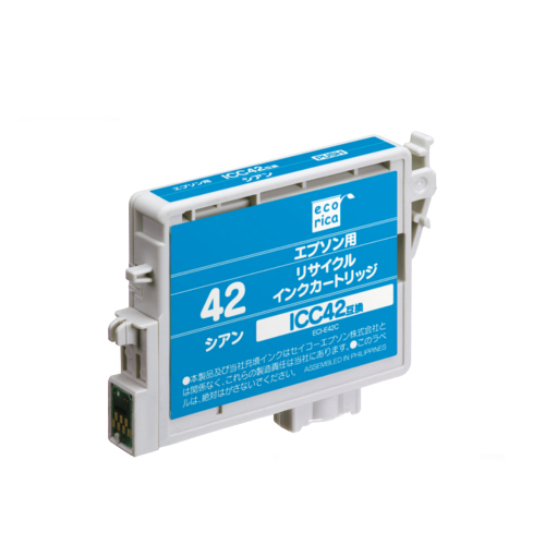 ﾘｻｲｸﾙｲﾝｸｶｰﾄﾘｯｼﾞ ｼｱﾝ(顔料) [ｴﾌﾟｿﾝ:ICC42互換] ECI-E42C 1個画像