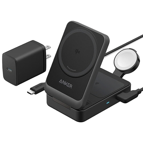 ワイヤレス充電器　MagGoWirelessChargingStation(Foldable　3-in-1)　ブラック　1個
