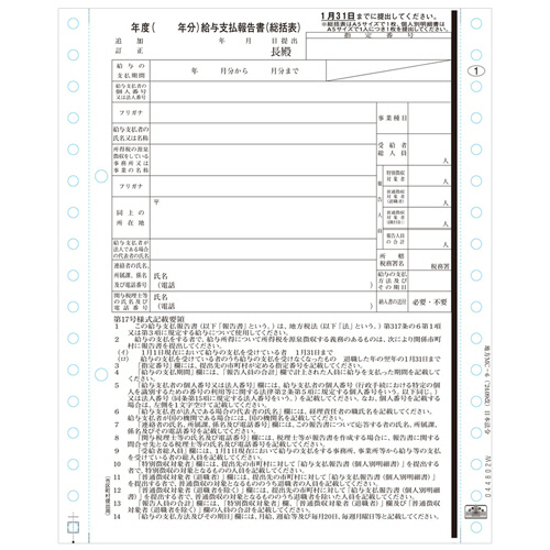給与支払報告書(総括表) 1冊(100ｾｯﾄ)画像