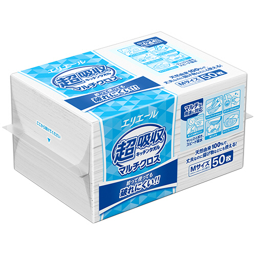 ｴﾘｴｰﾙ 超吸収ｷｯﾁﾝﾀｵﾙ ﾏﾙﾁｸﾛｽ Mｻｲｽﾞ 1ﾊﾟｯｸ(50枚)画像