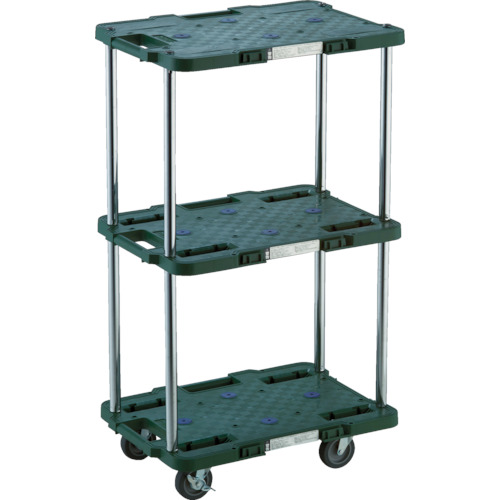 ﾙｰﾄﾊﾞﾝ 3段式 柵1段付 370×500 4輪自在S付 緑 1台