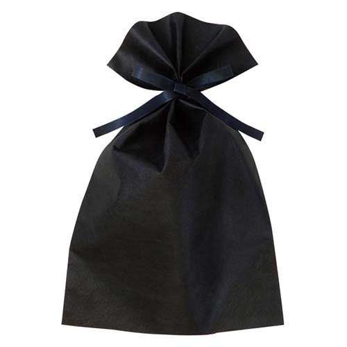 ソフトバッグベーシック2穴リボン巾着 S6 厚 黒画像