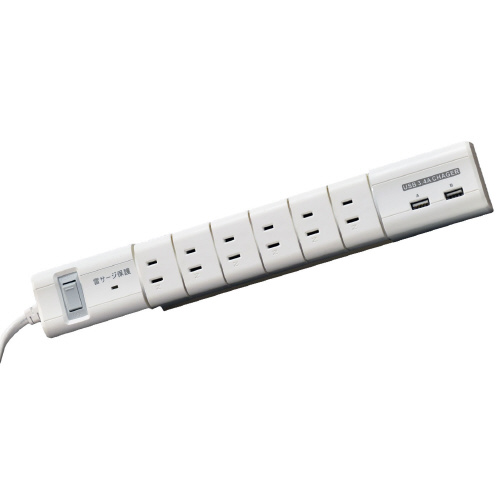 電源タップ　回転式　ＡＣ６口＋ＵＳＢ－２口画像