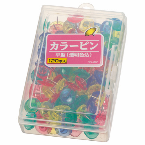 ｶﾗｰﾋﾟﾝ平型 針長さ8mm 透明色込 1箱(120本)画像