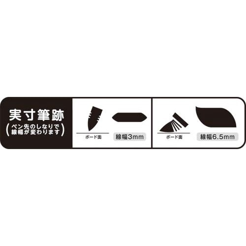 ボードマーカーノックル 太中字ソフト丸芯 赤 赤色のボードマーカーが整列した状態、キャップが付いている。