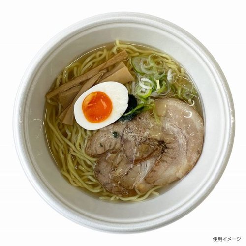 麺容器 TP めん鉢 M20 IV 身 中央化学 白いプラスチック製の鉢が上から見える状態、中心に凹凸があり、滑らかな表面を持つ。