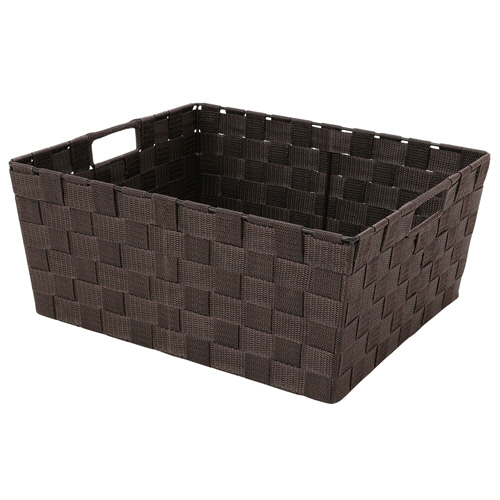 PP製収納ﾊﾞｽｹｯﾄ(ｽｸｴｱ) 浅型 ﾌﾞﾗｳﾝ 1個画像