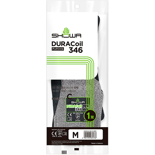 耐切創背抜き手袋 ﾃﾞｭﾗｺｲﾙ 346 M ｸﾞﾚｰ 1双