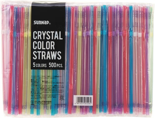 クリスタルカラーストロー（５色アソート）５００本入画像