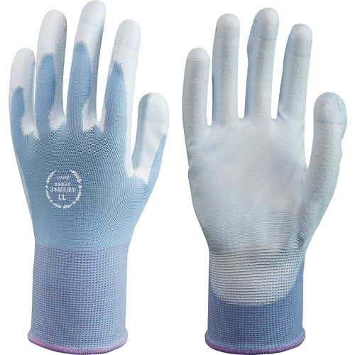 ﾄﾜﾛﾝ ｳﾚﾀﾝ背抜き手袋 快適背抜き3本指先強化 LL ﾌﾞﾙｰ/ﾎﾜｲﾄ 1双画像