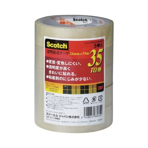 スコッチ　透明粘着テープ　２４ｍｍ幅×３５ｍ５巻画像