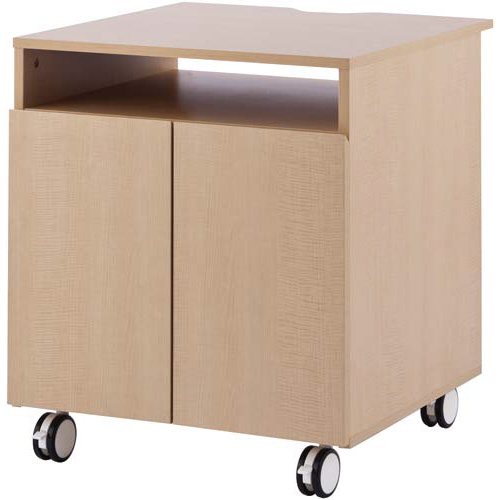 木製プリンタワゴン扉付　Ｗ６００Ｄ６２０ナチュラル画像