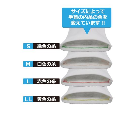 綿スムス手袋　マチなし　M　12双入 パッケージが横向きで、手袋が12双分収められている様子