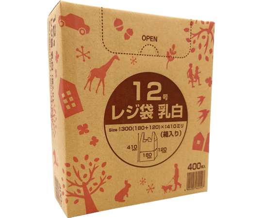 箱入りレジ袋　乳白タイプ　12号　2000枚　大箱（400枚×5箱入）