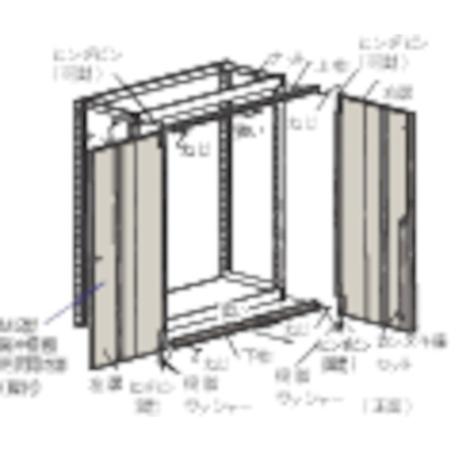 M2型棚用両開き扉　W900×H1800　ネオグレー　1台