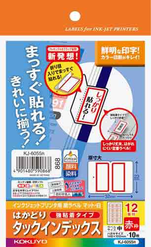 はかどりタックインデックス赤　中　１２面１０枚×５画像