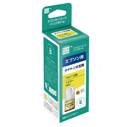 ﾘｻｲｸﾙｲﾝｸﾎﾞﾄﾙ ｲｴﾛｰ(染料) [ｴﾌﾟｿﾝ:TAK-Y/ﾀｹﾄﾝﾎﾞ互換] 1個画像