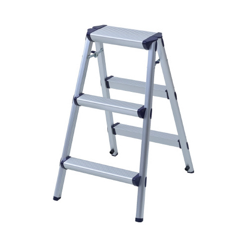 樹脂取っ手付きで開け閉め簡単　アルミ踏み台３段画像