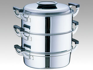 中華用品 桃印18-0丸型蒸器27cm 3段画像