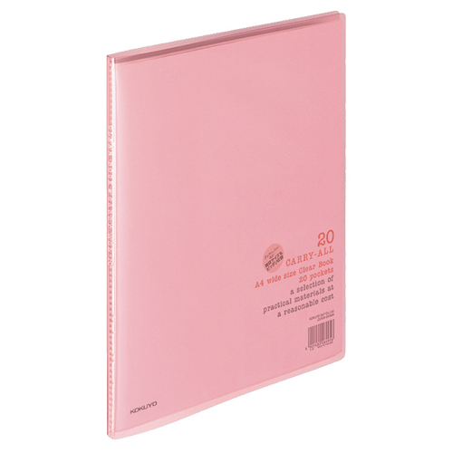 ｸﾘﾔｰﾌﾞｯｸ(ｷｬﾘｰｵｰﾙ) 固定式 A4ﾜｲﾄﾞ 20ﾎﾟｹｯﾄ 背幅11mm ﾋﾟﾝｸ 1ｾｯﾄ(10冊)画像