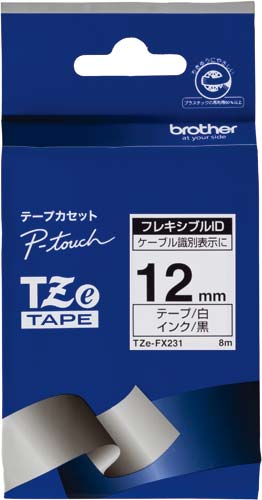 ピータッチＴＺｅフレキシブルＩＤ白黒文字１２ｍｍ幅