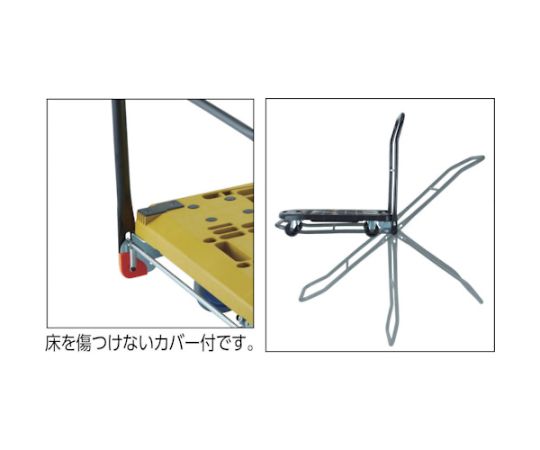 樹脂台車　カルティオビッグフラット　回転　900X600　4輪自在　オリーブ 平らな面を持ち、4つの自在車輪が付いた商品が正面から見える状態
