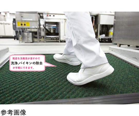 消毒マット #6セット(グリーン) 円形の消毒マットが整然と配置された状態