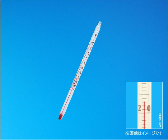 赤液棒状温度計　0～50℃（1℃）　全没　全長180mm