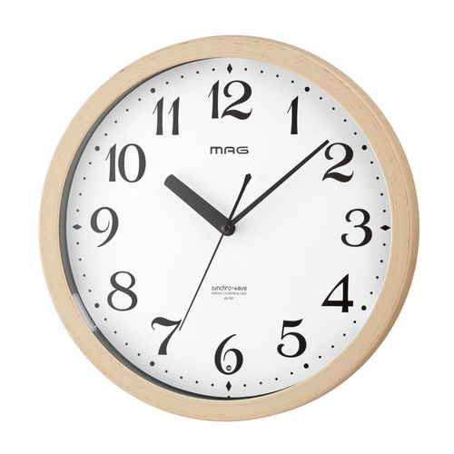 掛け時計 電波時計 直径30cm 自動点灯 灯 ライト付