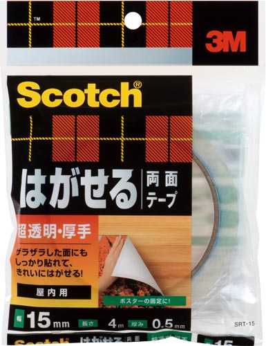 はがせる　両面テープ超透明厚手　１５ｍｍ×４ｍ１巻画像