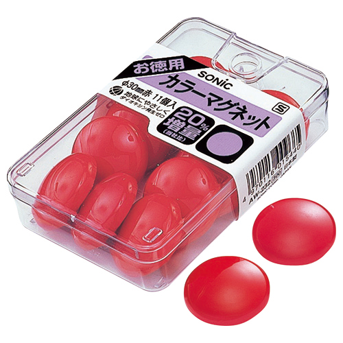 ｶﾗｰﾏｸﾞﾈｯﾄ 直径30mm 赤 1ｹｰｽ(11個)画像