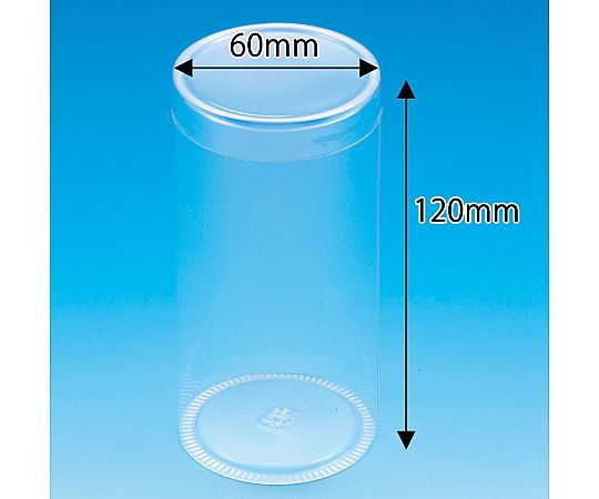 箱 クリスタルボックス PET円筒ケース 60×120 10個 クリアな円筒形のケースが整然と並んでいる様子