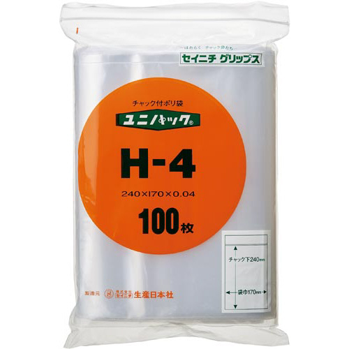 ユニパック　チャック付ポリ袋　Ａ５　１００枚入画像