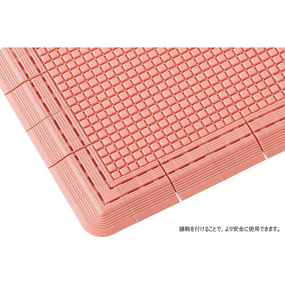 素足スノコ 縁駒O(ブルー) 明るいブルーのスノコが木目の床に置かれている様子